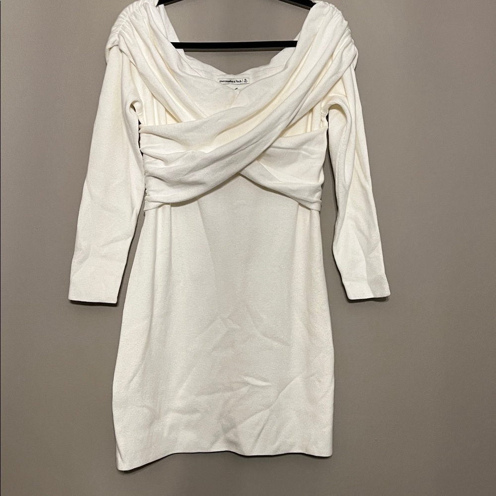 A&F off the shoulder white sweater mini sweater dress Womens size XL Abercrombie